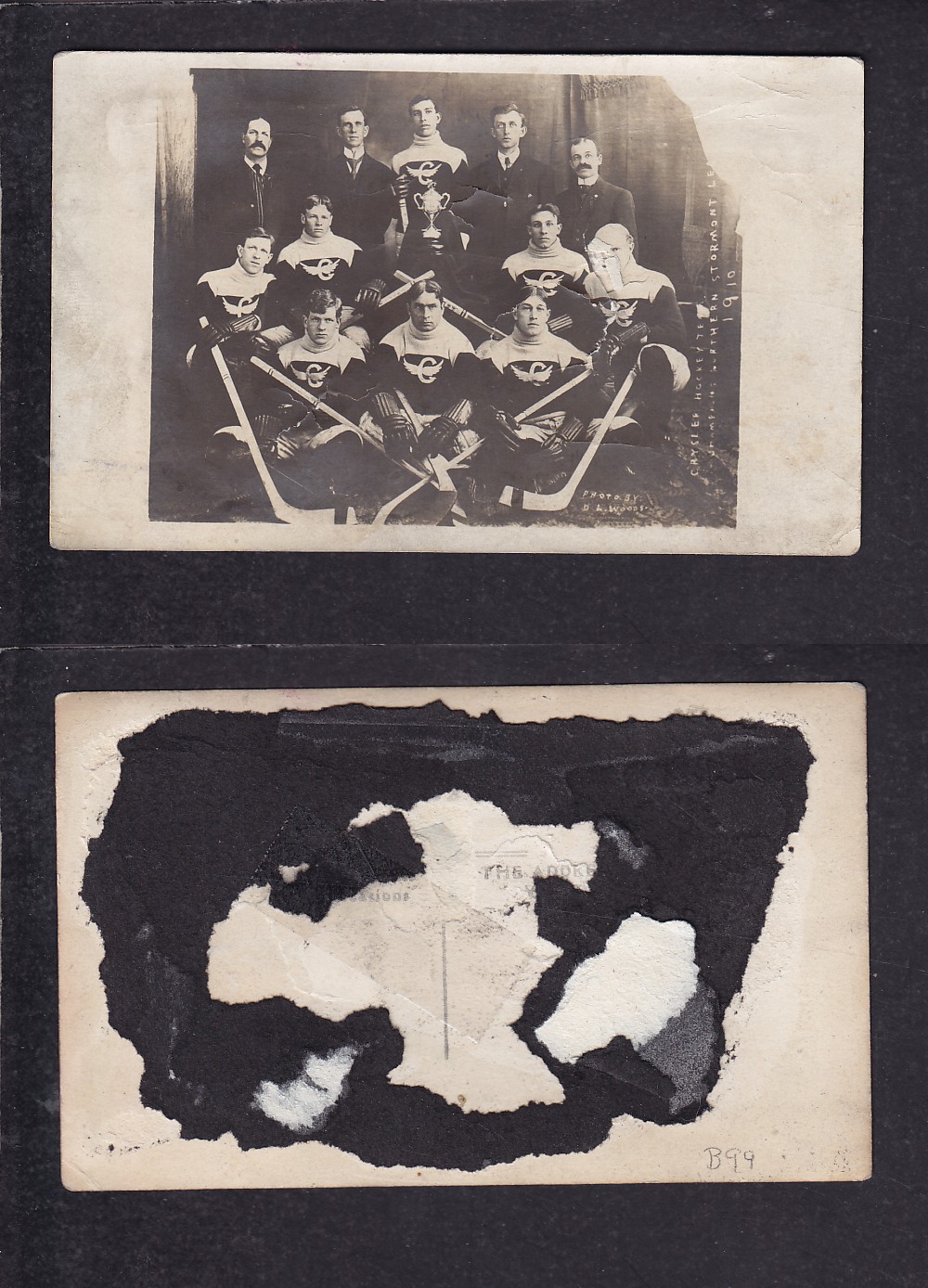 1910 HOCKEY TEAM POST CARD photo