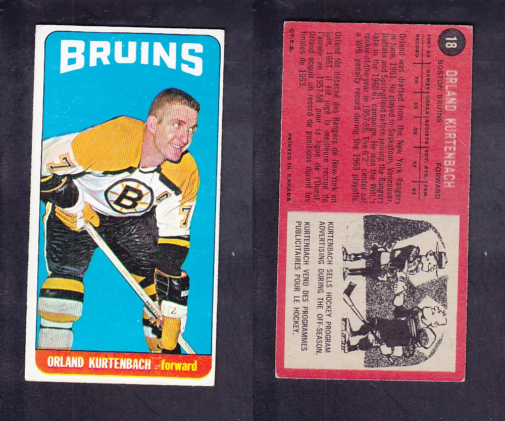 1964-65 TOPPS HOCKEY CARD #18 O. KURTENBACH photo