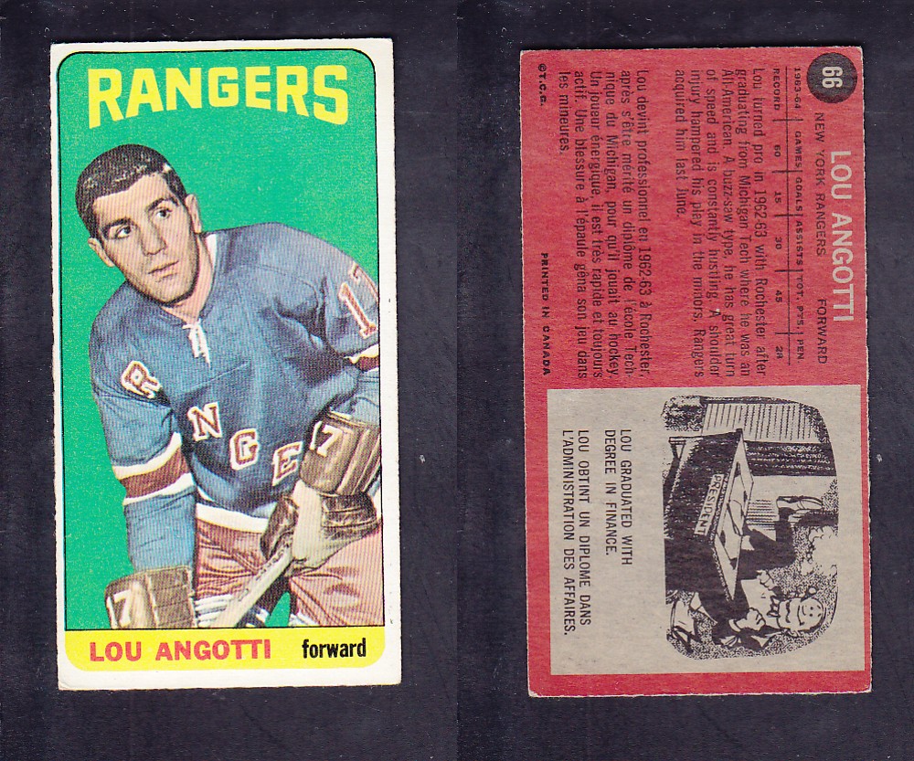 1964-65 TOPPS HOCKEY CARD #66 L. ANGOTTI photo