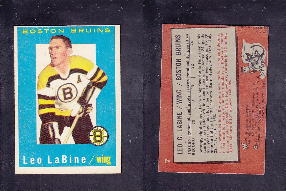 1959-60 TOPPS HOCKEY CARD #7 L. LABINE photo