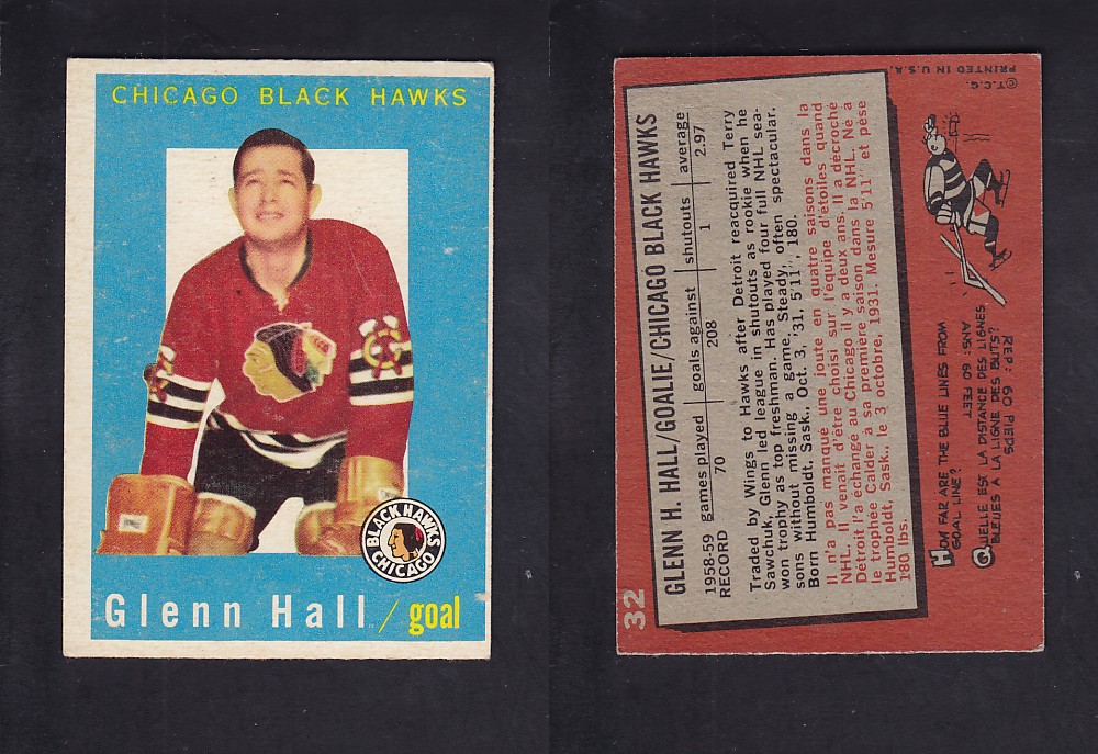 1959-60 TOPPS HOCKEY CARD #32 G. HALL photo