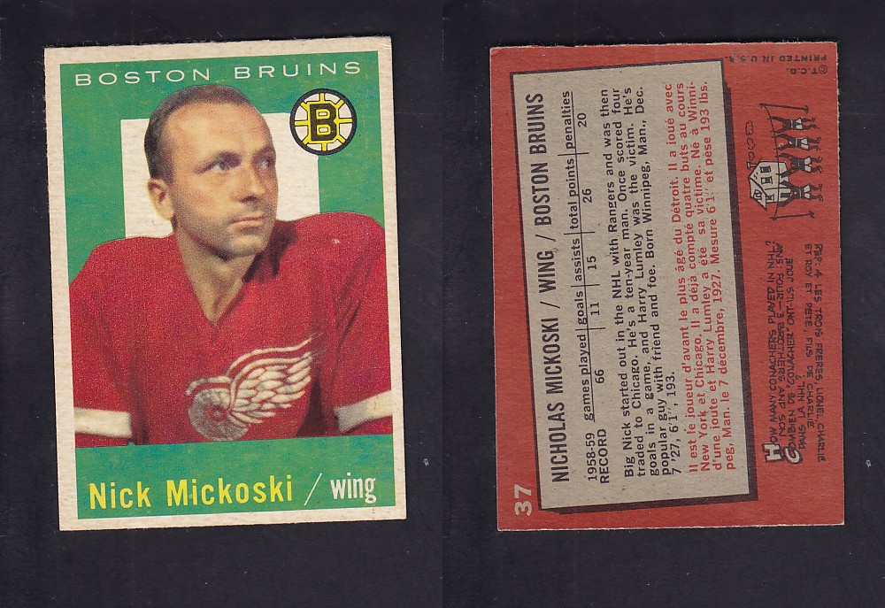 1959-60 TOPPS HOCKEY CARD #37 N. MICKOSKI photo