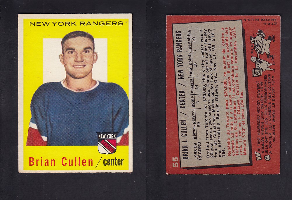 1959-60 TOPPS HOCKEY CARD #55 B. CULLEN photo