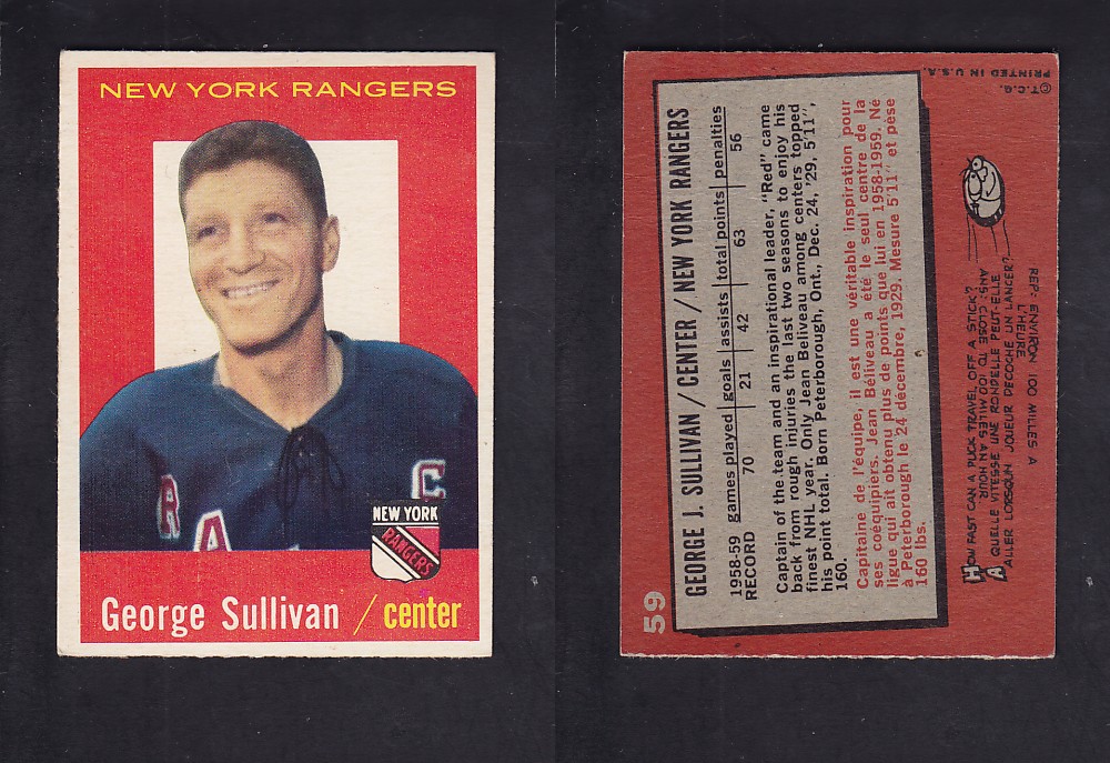 1959-60 TOPPS HOCKEY CARD #59 G. SULLIVAN photo