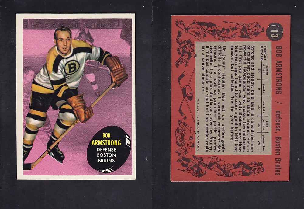 1961-62 TOPPS HOCKEY CARD #13 B. ARMSTRONG photo