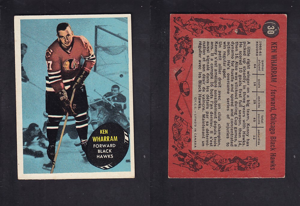 1961-62 TOPPS HOCKEY CARD #30 K. WHARRAM photo