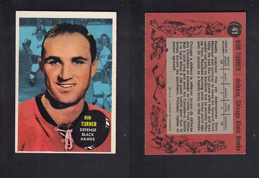 1961-62 TOPPS HOCKEY CARD #41 B. TURNER photo