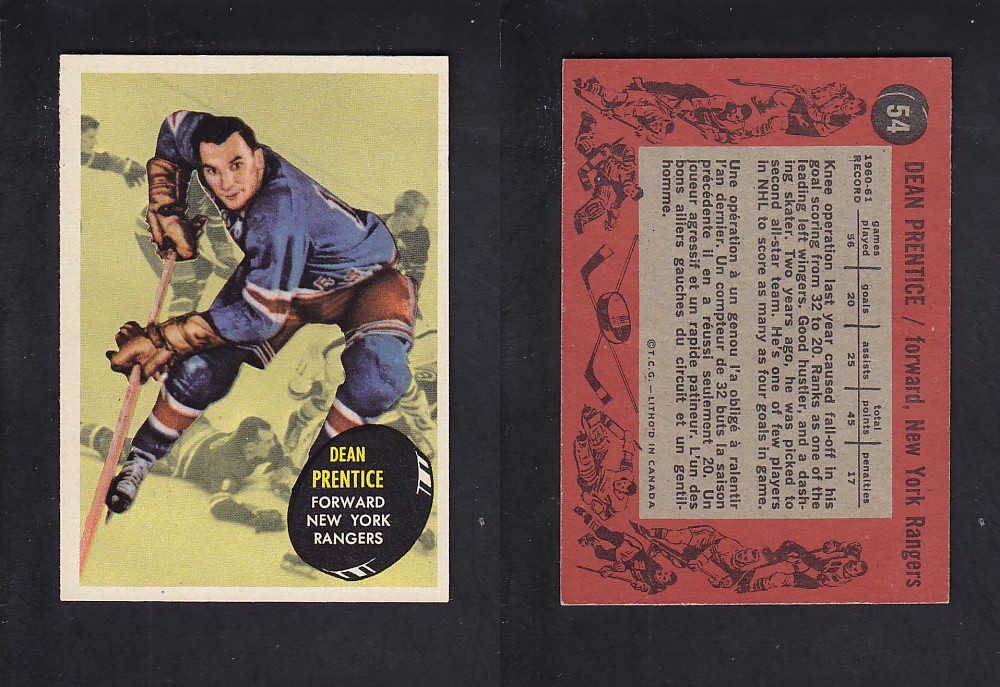 1961-62 TOPPS HOCKEY CARD #54 D. PRENTICE photo