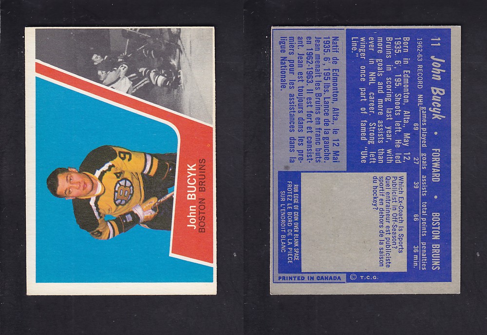 1963-64 TOPPS HOCKEY CARD #11 J. BUCYK photo