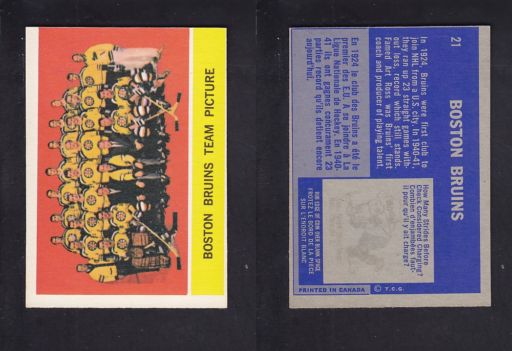 1963-64 TOPPS HOCKEY CARD #21 BOSTON BRUINS TEAM photo