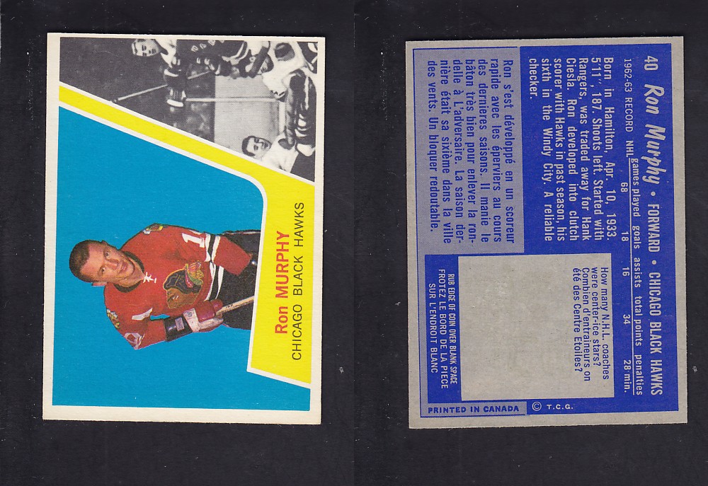 1963-64 TOPPS HOCKEY CARD #40 R. MURPHY photo