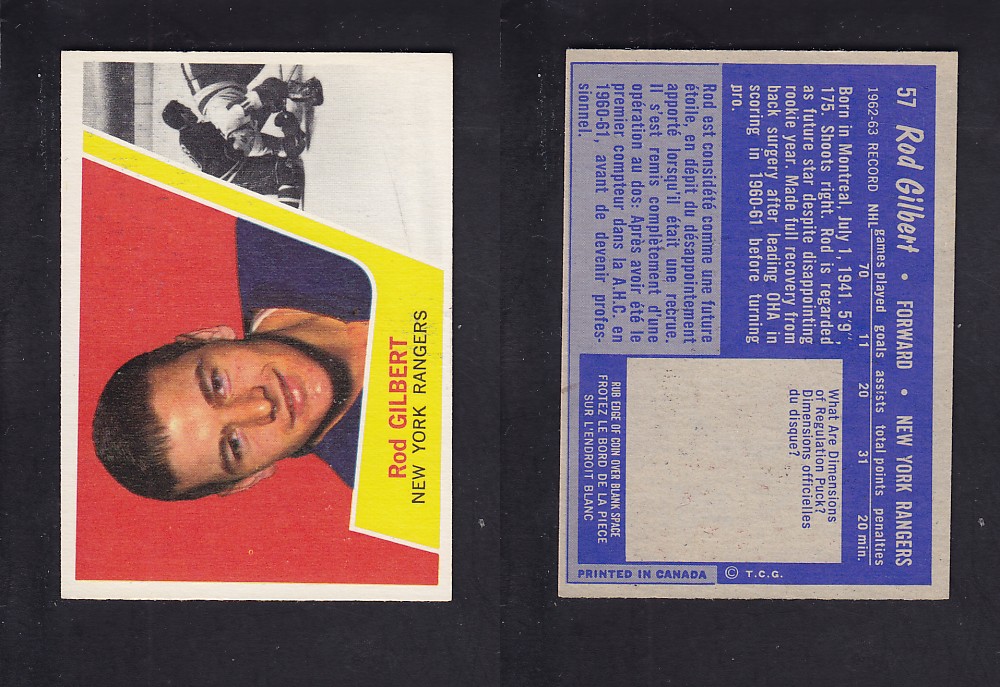 1963-64 TOPPS HOCKEY CARD #57 R. GILBERT photo