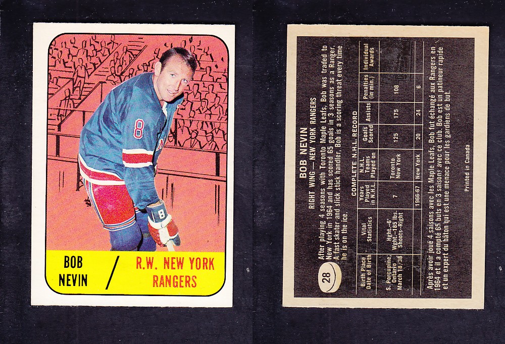 1967-68 TOPPS HOCKEY CARD #28 B. NEVIN photo