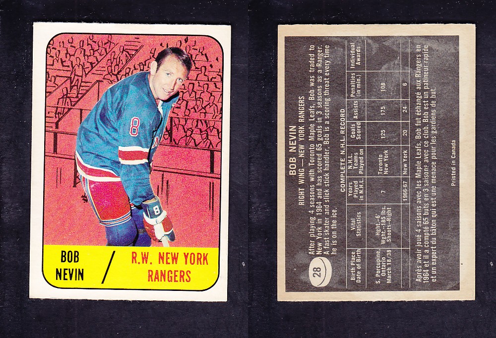 1967-68 TOPPS HOCKEY CARD #28 B. NEVIN photo