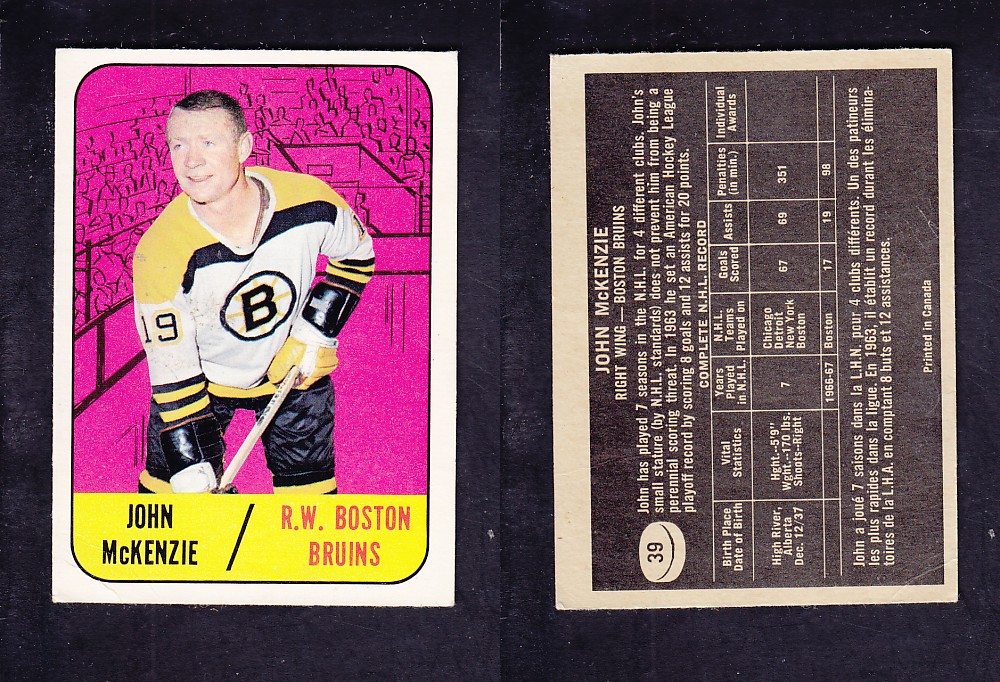 1967-68 TOPPS HOCKEY CARD #39 J. MCKENZIE photo