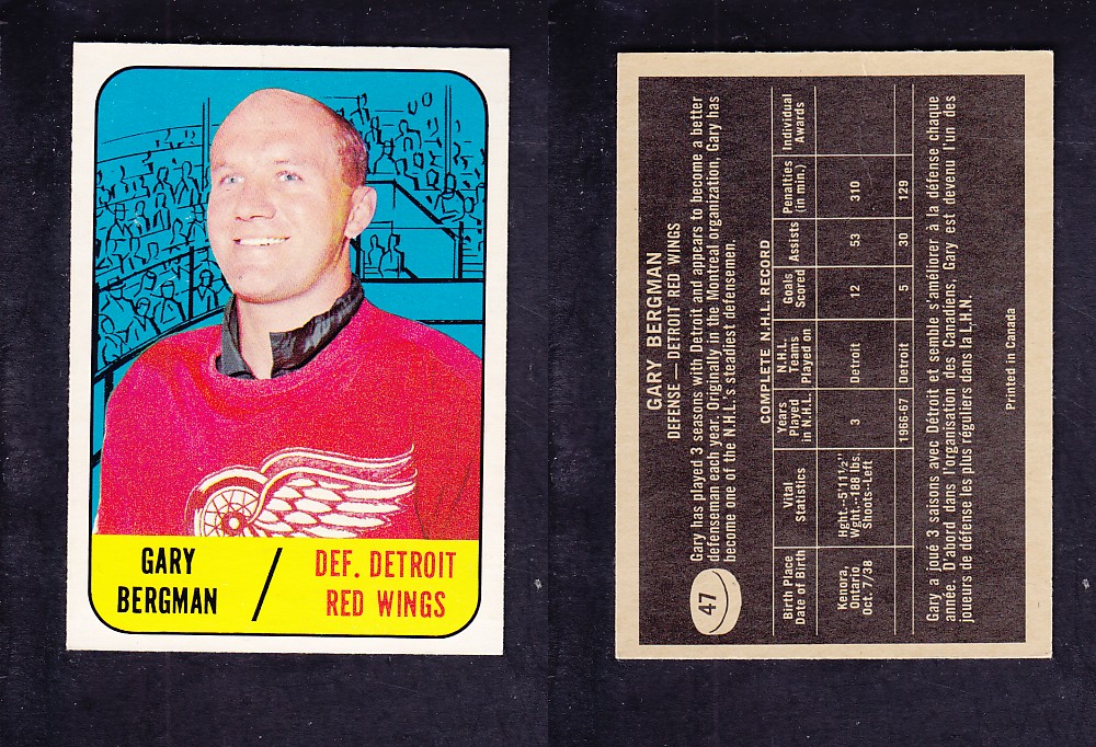 1967-68 TOPPS HOCKEY CARD #47 G. BERGMAN photo