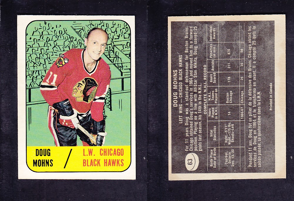 1967-68 TOPPS HOCKEY CARD #63 D. MOHNS photo