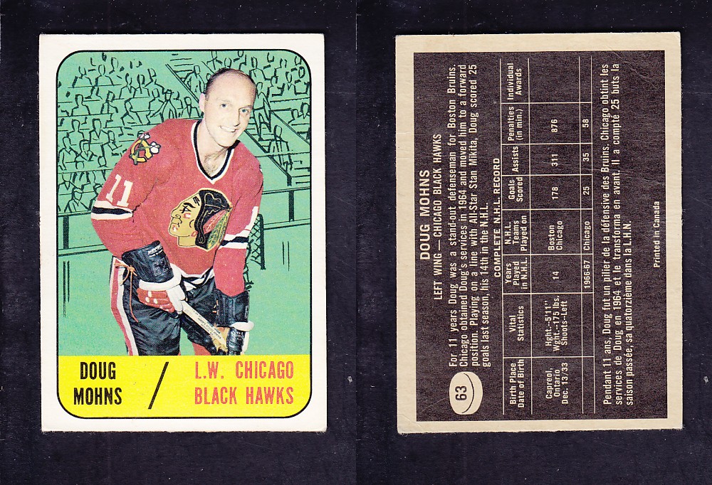 1967-68 TOPPS HOCKEY CARD #63 D. MOHNS photo