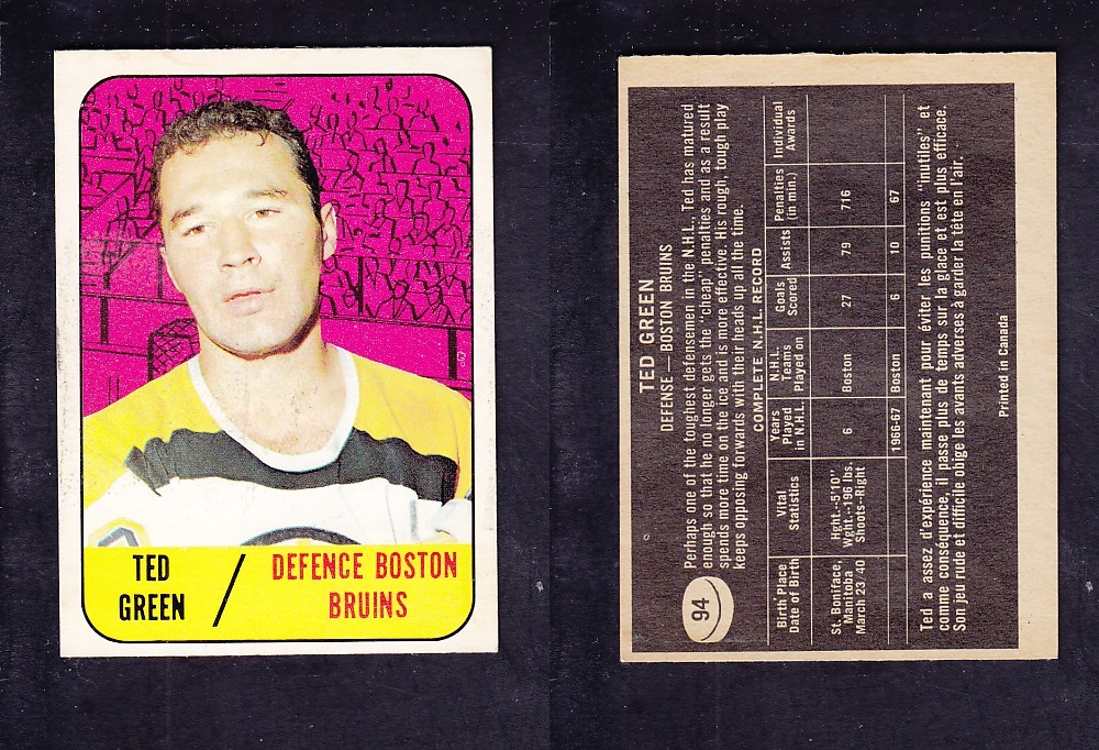 1967-68 TOPPS HOCKEY CARD #94 T. GREEN photo