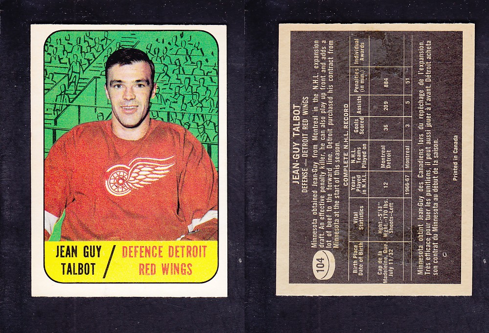 1967-68 TOPPS HOCKEY CARD #104 J. G. TALBOT photo