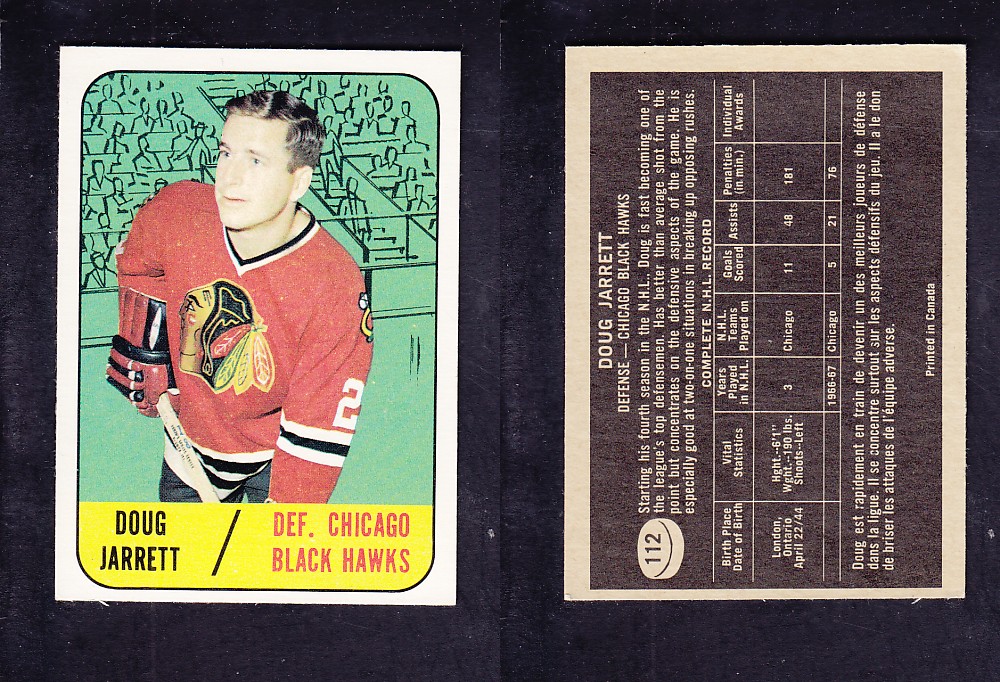 1967-68 TOPPS HOCKEY CARD #112 D. JARRETT photo