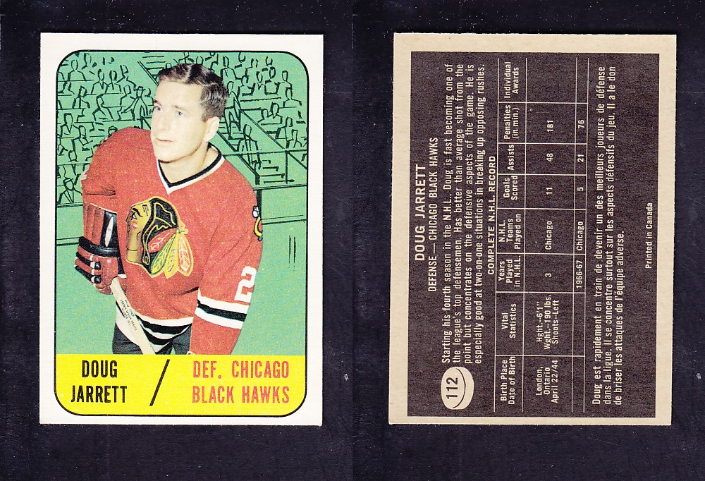 1967-68 TOPPS HOCKEY CARD #112 D. JARRETT photo