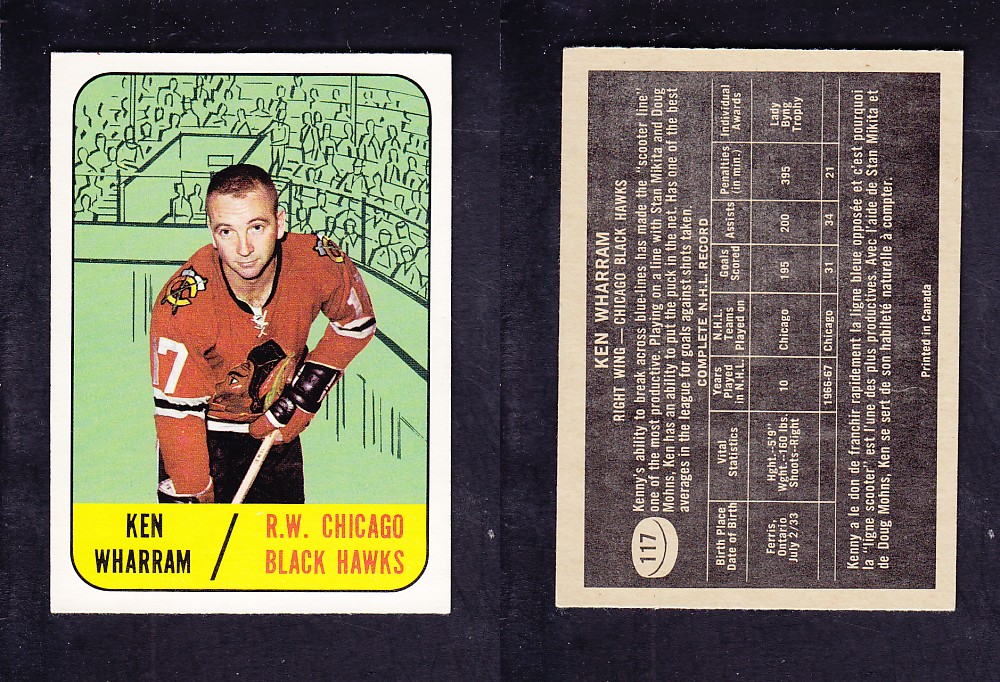 1967-68 TOPPS HOCKEY CARD #117 K. WHARRAM photo