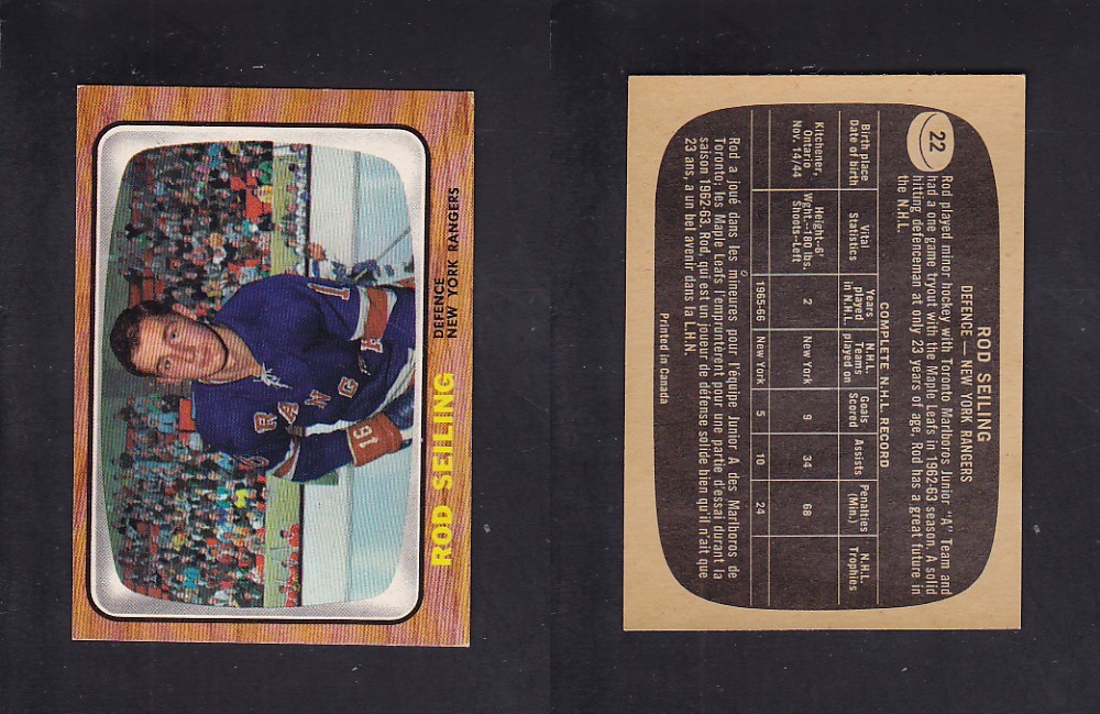 1966-67 TOPPS HOCKEY CARD #22 R. SEILING photo