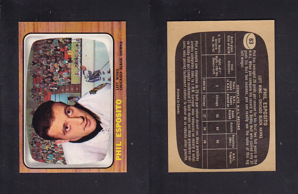 1966-67 TOPPS HOCKEY CARD #63 P. ESPOSITO photo