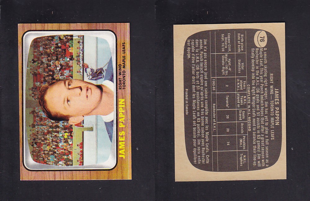 1966-67 TOPPS HOCKEY CARD #76 J. PAPPIN photo