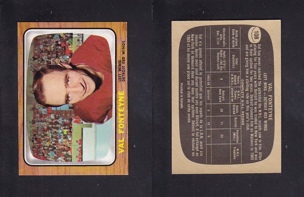 1966-67 TOPPS HOCKEY CARD #108 V. FONTEYNE photo