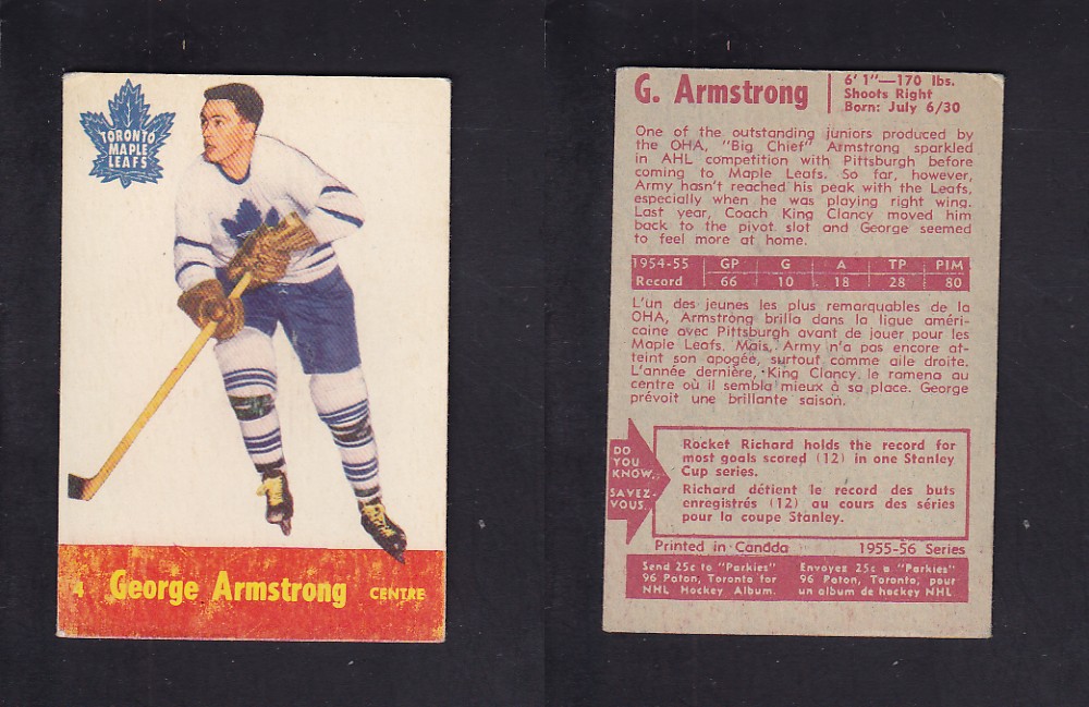 1955-56 PARKHURST HOCKEY CARD #4 G. ARMSTRONG photo