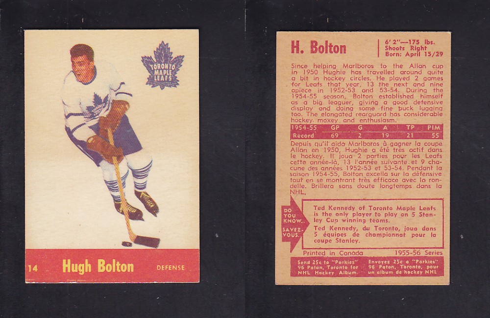 1955-56 PARKHURST HOCKEY CARD #14 H. BOLTON photo