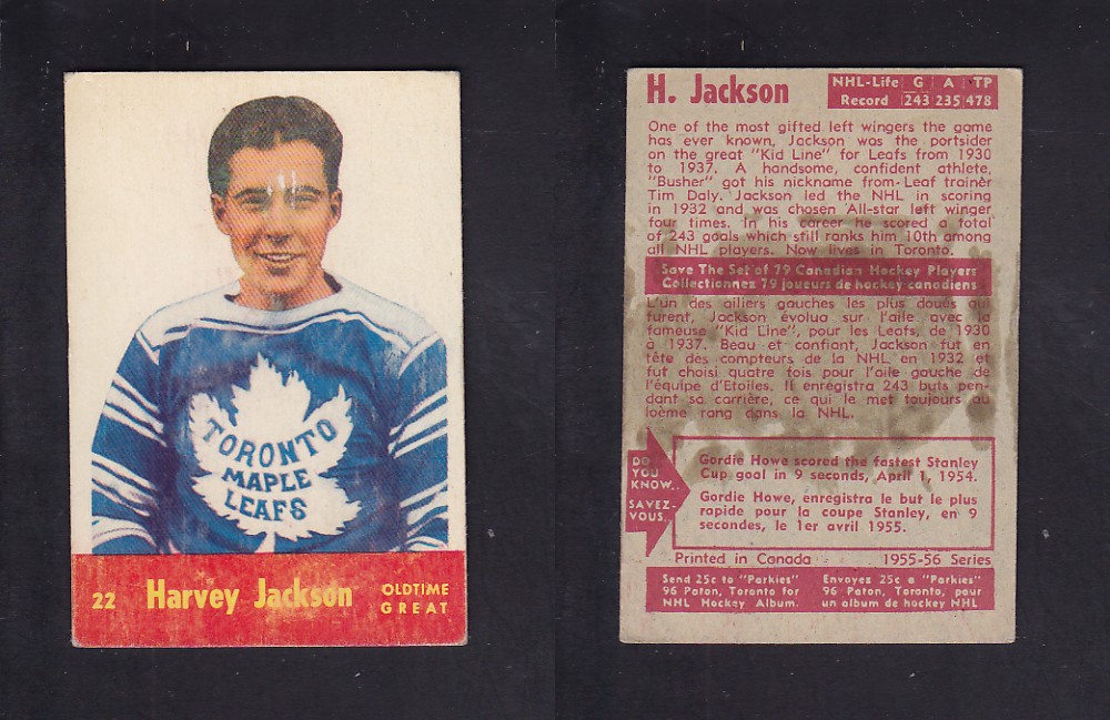 1955-56 PARKHURST HOCKEY CARD #22 H. JACKSON photo