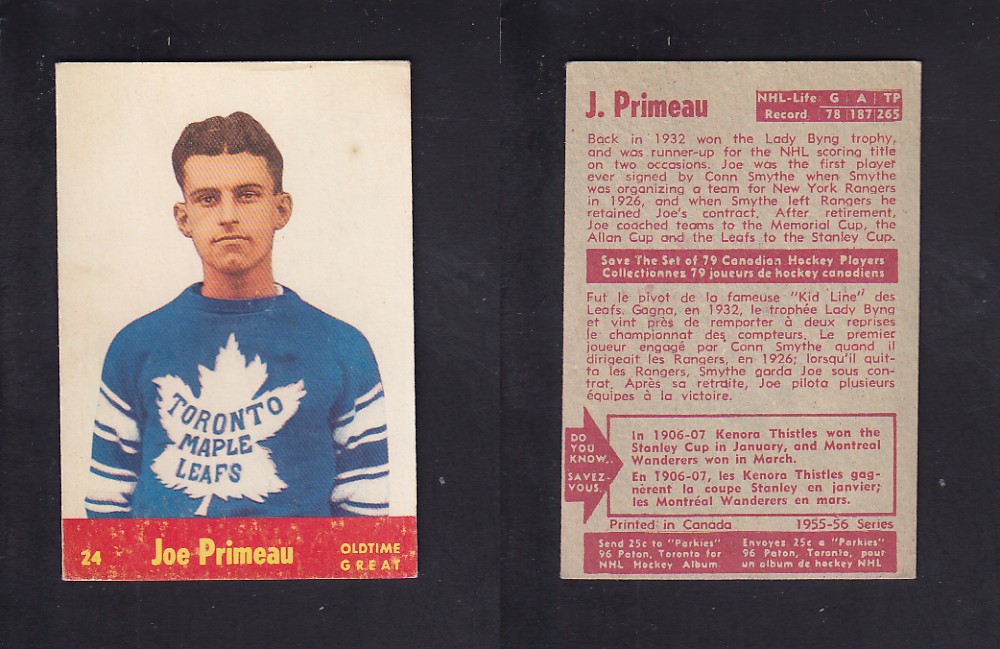 1955-56 PARKHURST HOCKEY CARD #24 J. PRIMEAU photo