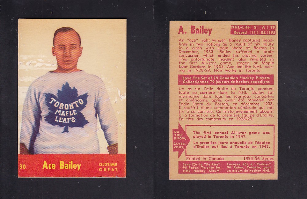 1955-56 PARKHURST HOCKEY CARD #30 A. BAILEY photo