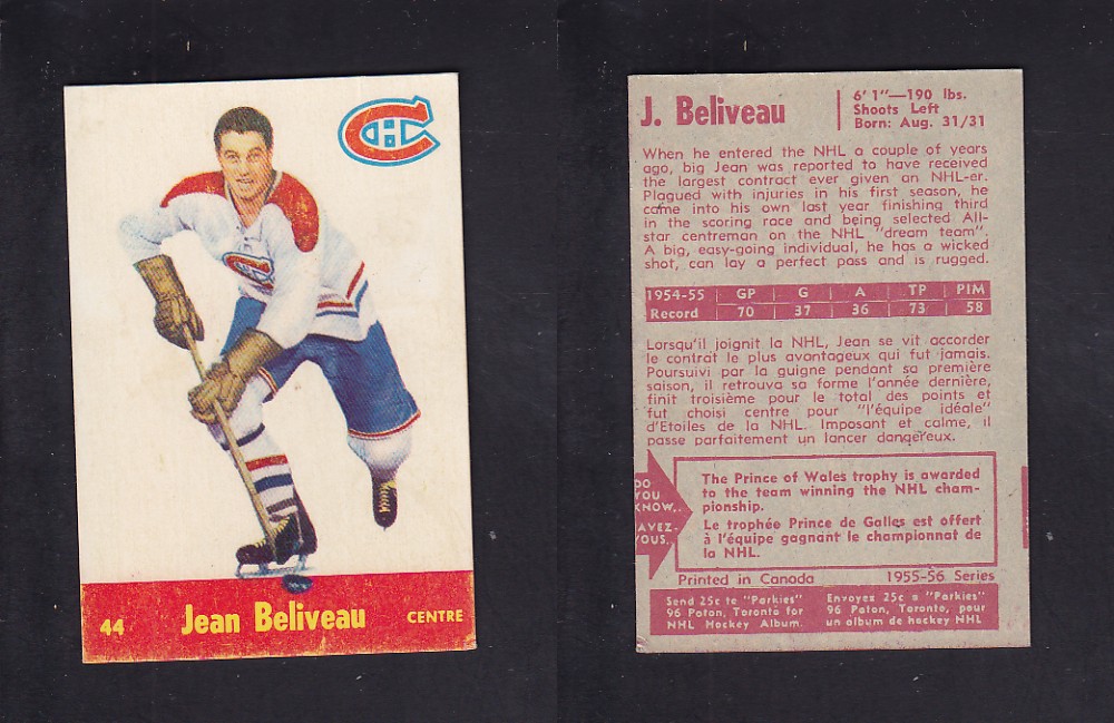 1955-56 PARKHURST HOCKEY CARD #44 J. BELIVEAU photo