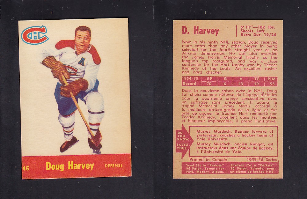 1955-56 PARKHURST HOCKEY CARD #45 D. HARVEY photo