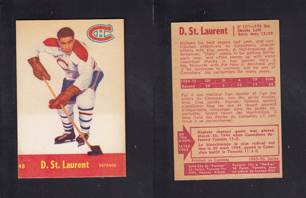 1955-56 PARKHURST HOCKEY CARD #48 D. ST. LAURENT photo