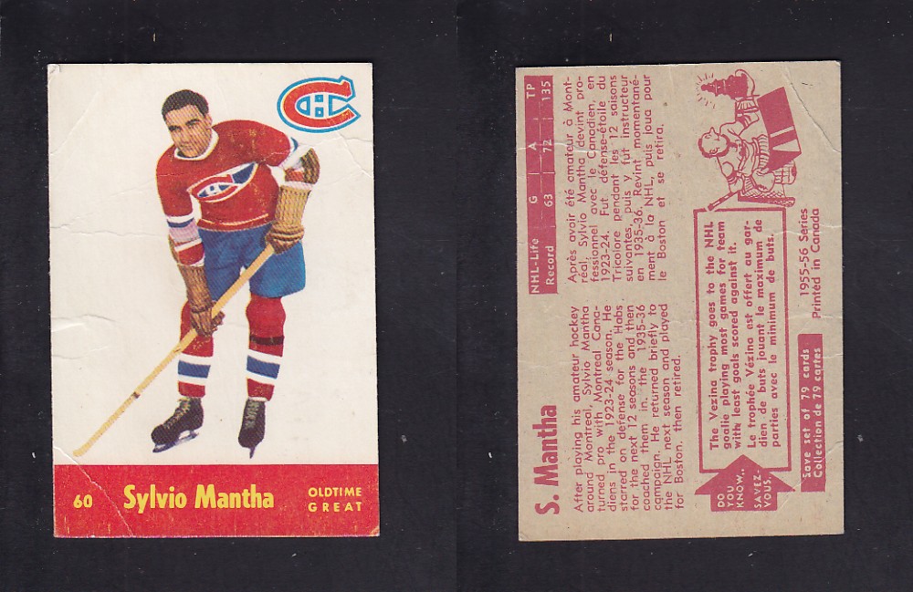 1955-56 PARKHURST HOCKEY CARD #60 S. MANTHA photo