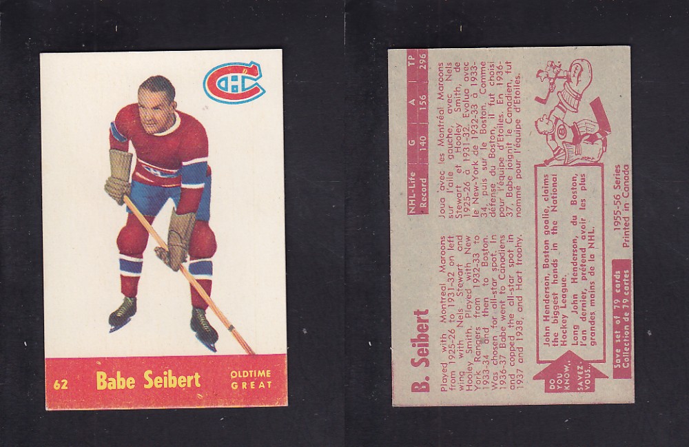 1955-56 PARKHURST HOCKEY CARD #62 B. SEIBERT photo