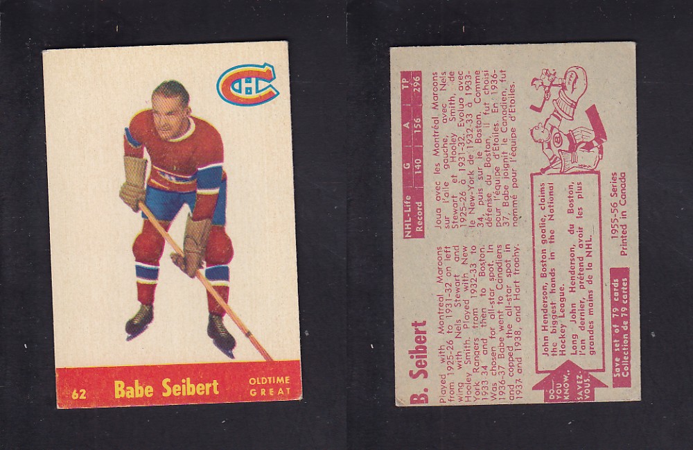 1955-56 PARKHURST HOCKEY CARD #62 B. SEIBERT photo