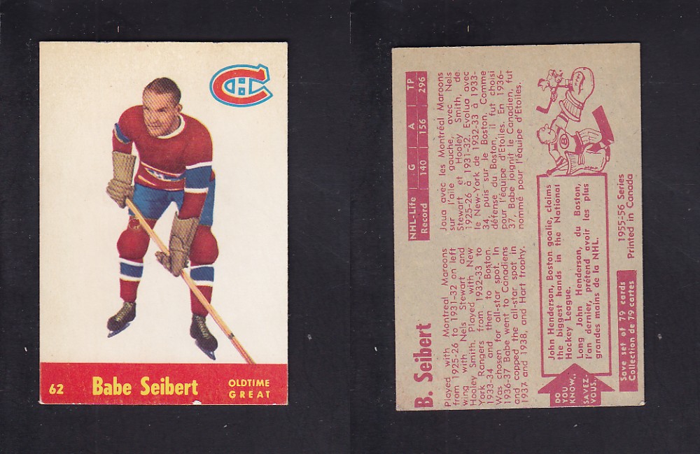 1955-56 PARKHURST HOCKEY CARD #62 B. SEIBERT photo