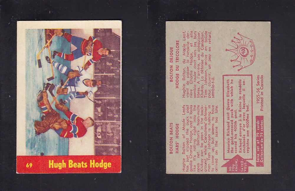 1955-56 PARKHURST HOCKEY CARD #69 HUGH BEAT HODGE photo