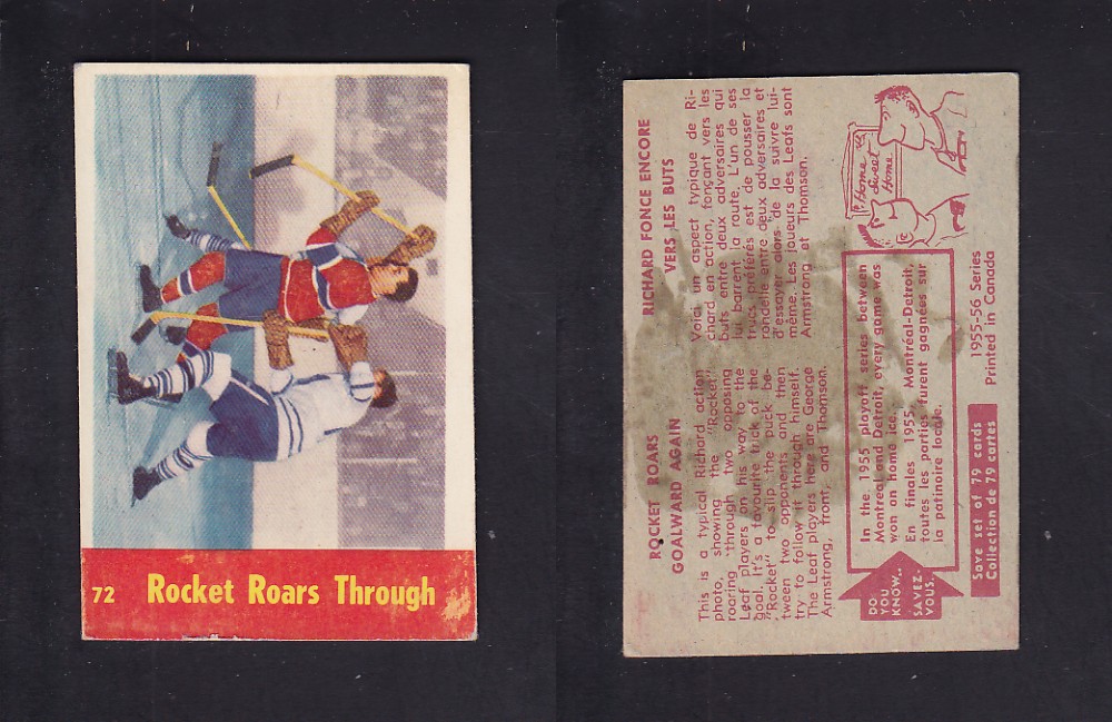 1955-56 PARKHURST HOCKEY CARD #72 ROCKET ROARS THROUGHT photo