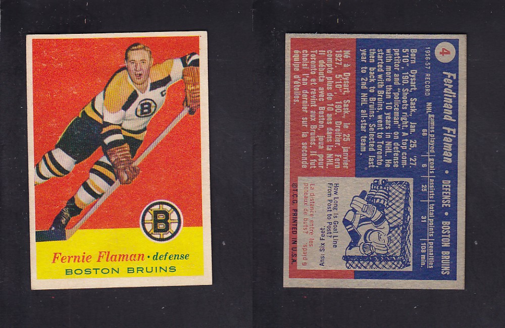 1957-58 TOPPS HOCKEY CARD #4 F. FLAMAN photo