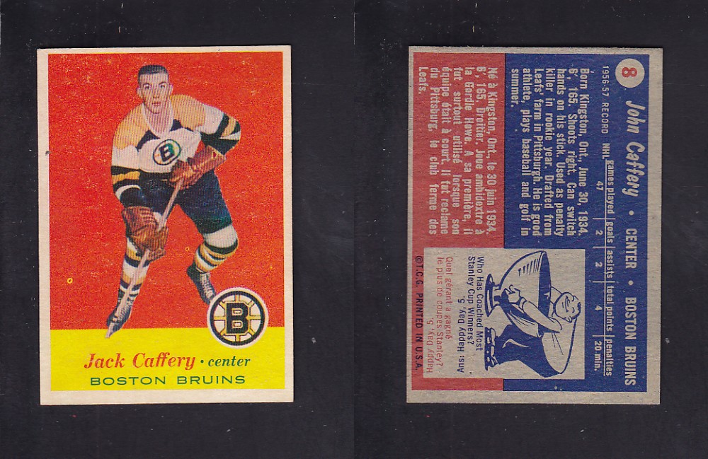 1957-58 TOPPS HOCKEY CARD #8 J. CAFFERY photo