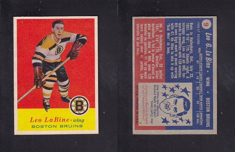 1957-58 TOPPS HOCKEY CARD #9 L. LABINE photo