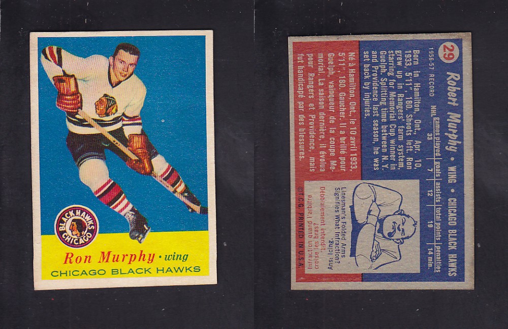 1957-58 TOPPS HOCKEY CARD #29 R. MURPHY photo