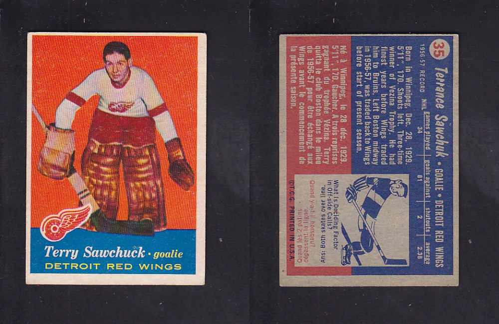 1957-58 TOPPS HOCKEY CARD #35 T. SAWCHUK photo